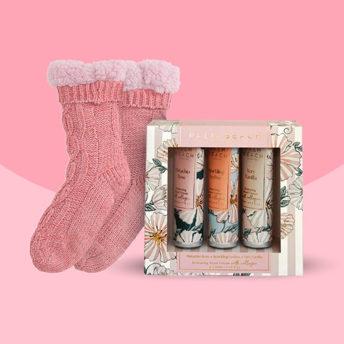 Hand Cream Trio Set & Sherpa Lounge Socks