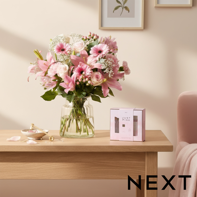 NEXT Lily, Rose & Germini Bouquet with Just Pink Perfume Gift Set