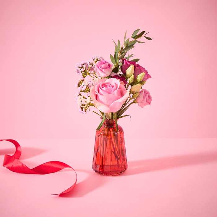 The Little Love Posy & Red Carmen Vase