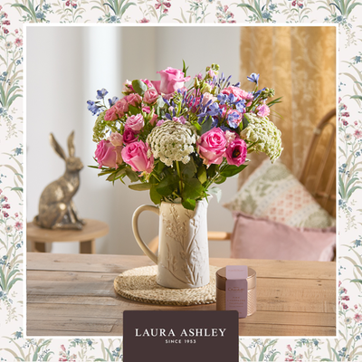 Laura Ashley The Mosedale Bouquet with Hotel Chocolat Pink Champagne Truffles Gift Set