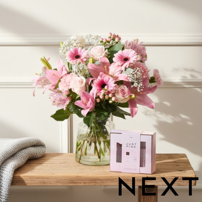 NEXT Lily, Rose & Germini Bouquet with Just Pink Perfume Gift Set