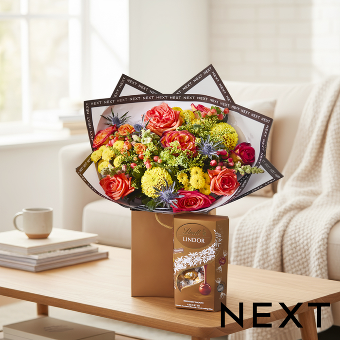 NEXT Rose & Antirrhinum Bouquet with Lindt Truffles Gift Set