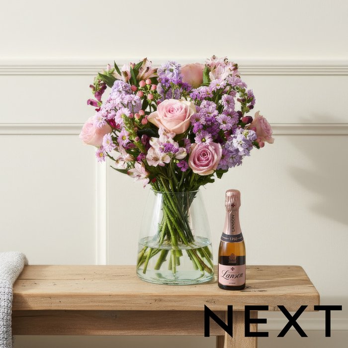 NEXT Rose & Stock Bouquet with Lanson 20cl Rosé Gift Set