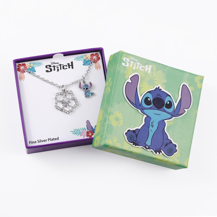 Disney Lilo & Stitch Silver Flower Charm Necklace