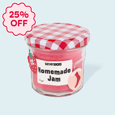 Pink Strawberry Jam Jar Adult Novelty Socks