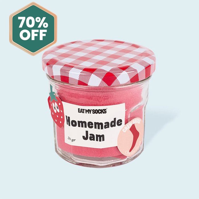 Pink Strawberry Jam Jar Adult Novelty Socks