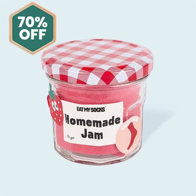 Pink Strawberry Jam Jar Adult Novelty Socks