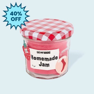 Pink Strawberry Jam Jar Adult Novelty Socks