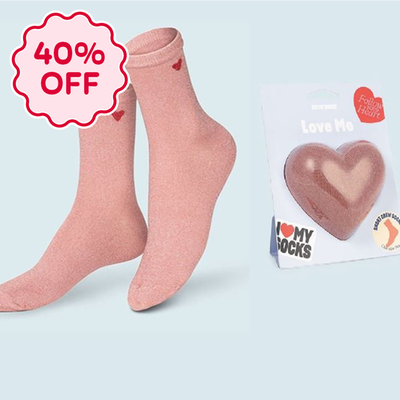 Love You Red Heart Adult Novelty Socks