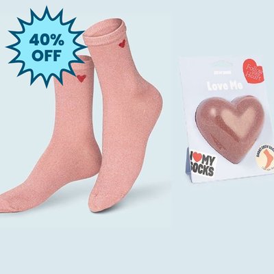 Love You Red Heart Adult Novelty Socks