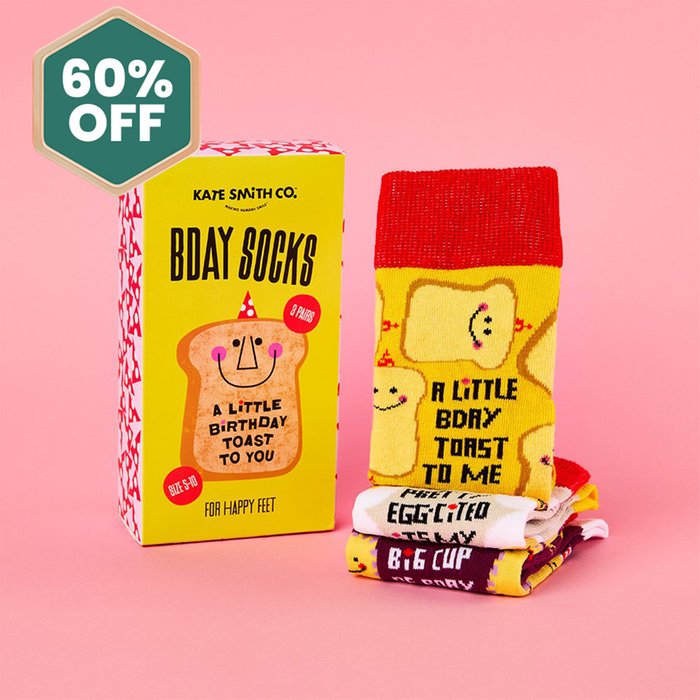 Kate Smith Co. A Little Toast To You 3pk Socks Set