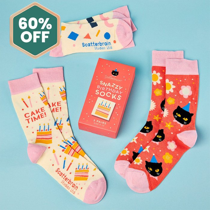 Scatterbrain Snazzy Birthday 3pk Socks