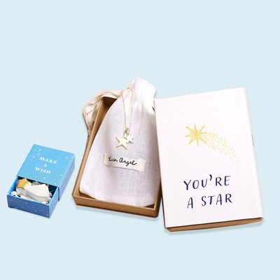 Shooting Star Token & You're A Star Double Star Necklace Gift Set