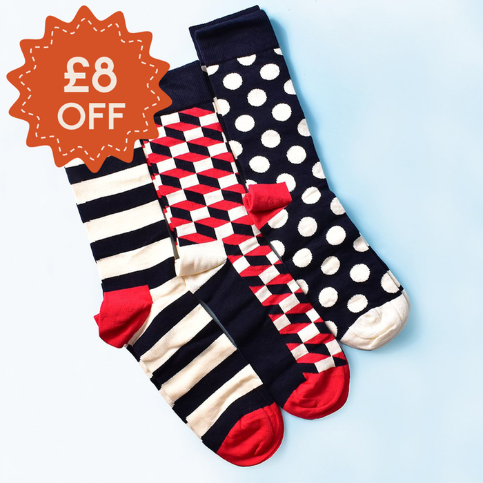 Happy Socks Patterned Adults 3pk Socks