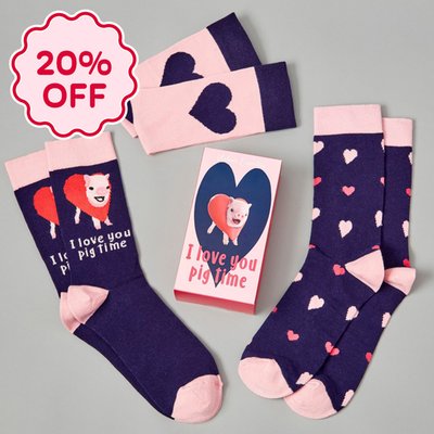 Love You Pig Time Adults 3pk Socks