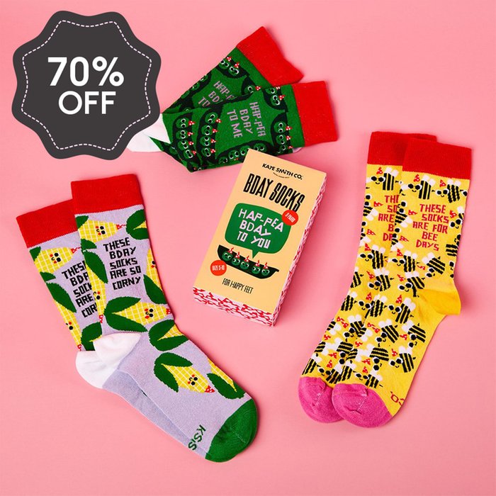 Kate Smith Co. Hap-pea Birthday To You 3pk Socks