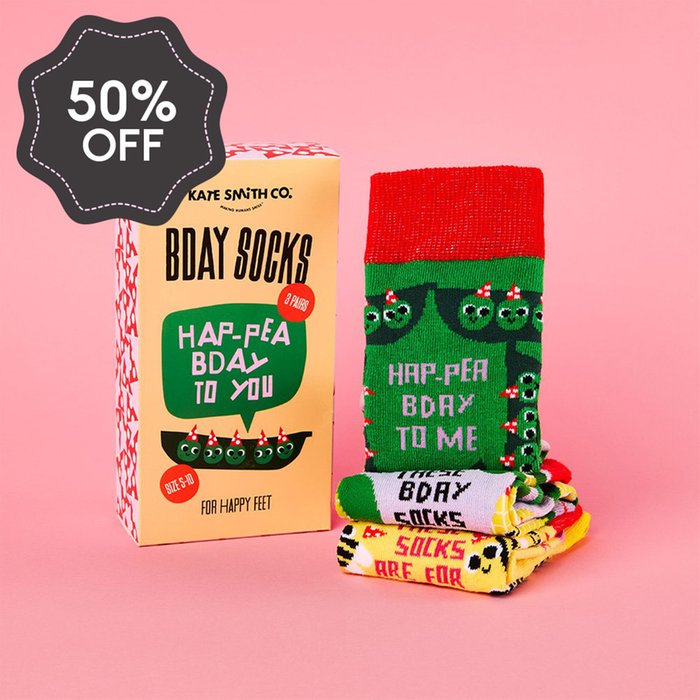 Kate Smith Co. Hap-pea Birthday To You 3pk Socks