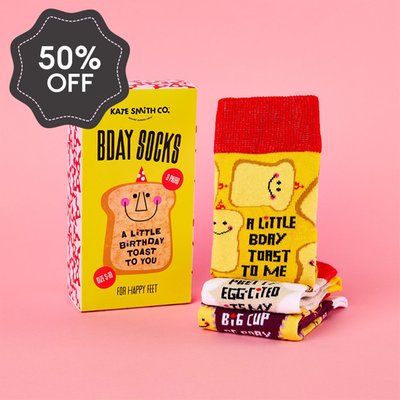 Kate Smith Co. A Little Toast To You 3pk Socks Set