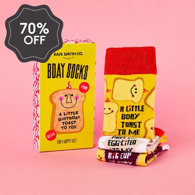 Kate Smith Co. A Little Toast To You 3pk Socks Set