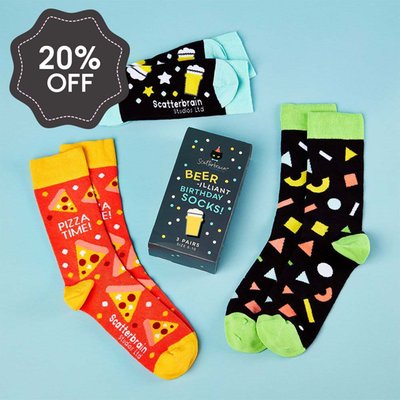 Scatterbrain Beer-rilliant Birthday 3pk Socks