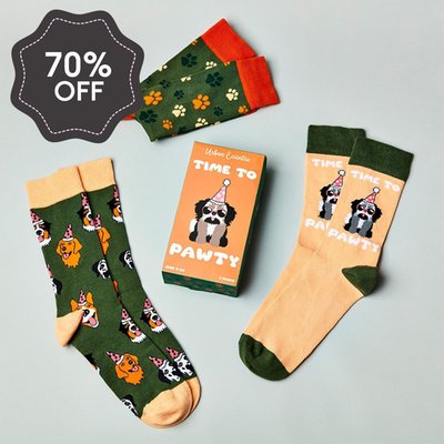 Unisex Time To Pawty Socks Gift Set