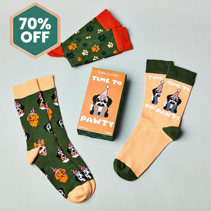 Unisex Time To Pawty Socks Gift Set