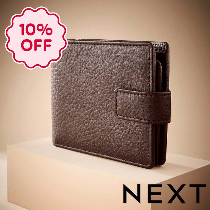 NEXT Brown Signature Leather Extra Capacity Wallet