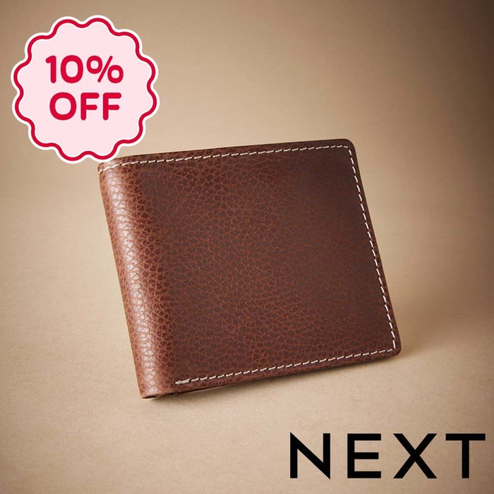 NEXT Tan Brown Signature Contrast Stitch Leather Wallet