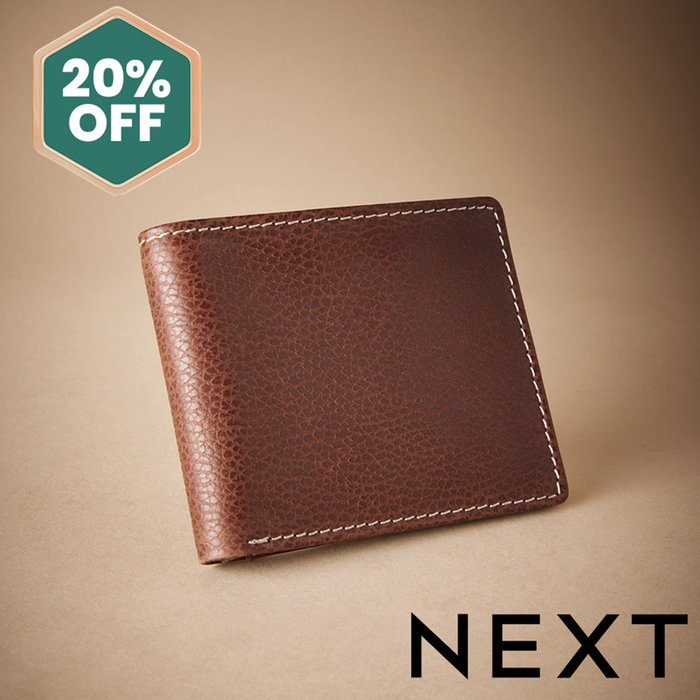 NEXT Tan Brown Signature Contrast Stitch Leather Wallet