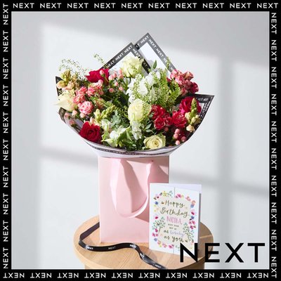 Cerise & White Rose, Antirrhinum & Spray Rose Bouquet in Gift Bag