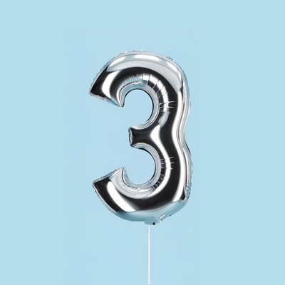 Silver Giant Number 3 Balloon