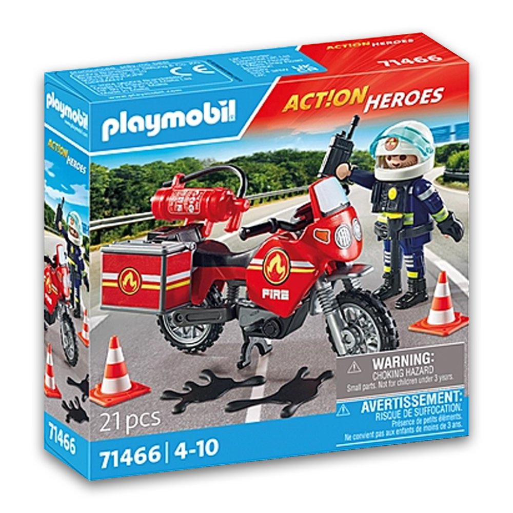 Playmobil Fire Motorcycle With Oil Spill (71466) Toys & Games