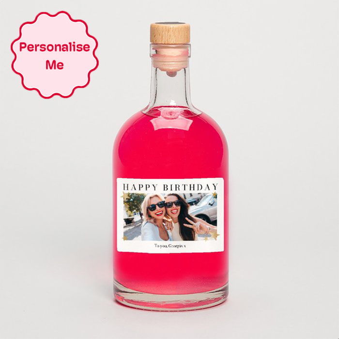 Personalised Photo Happy Birthday Pink Gin 50cl