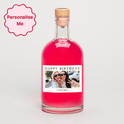 Personalised Photo Happy Birthday Pink Gin 50cl