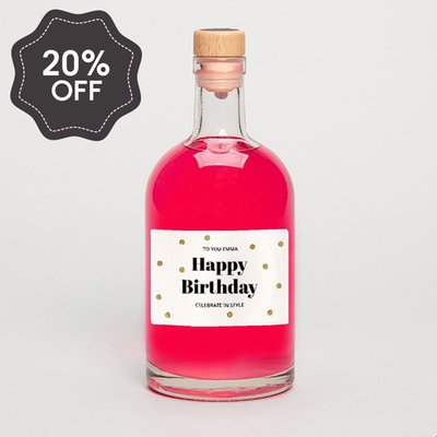Personalised Happy Birthday Pink Gin 50cl