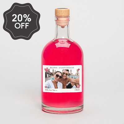 Personalised Photo Anniversary Pink Gin 50cl