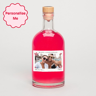 Personalised Photo Anniversary Pink Gin 50cl