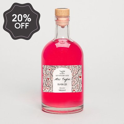 Personalised Happy Anniversary Pink Gin 50cl
