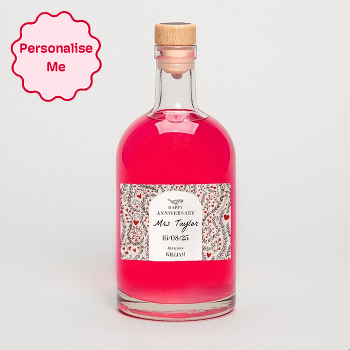 Personalised Happy Anniversary Pink Gin 50cl