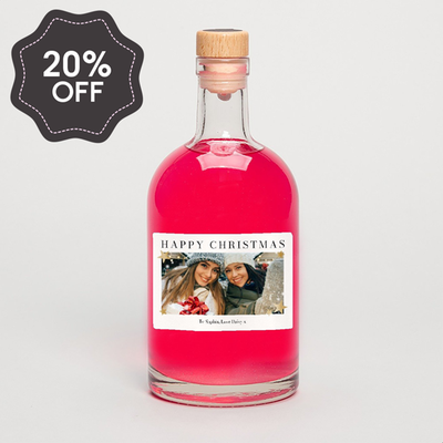 Personalised Happy Christmas Photo Upload Pink Gin 50cl