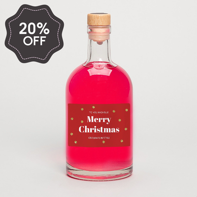 Personalised Merry Christmas Pink Gin 50cl
