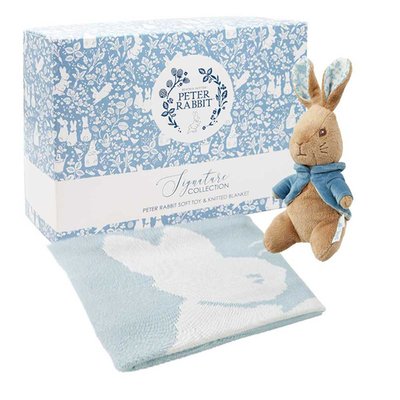 Peter Rabbit Signature Knitted Blanket and Soft Toy Gift Set