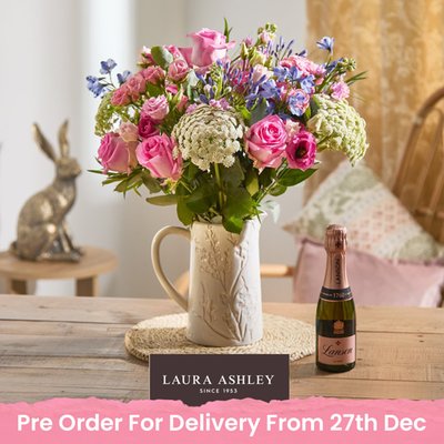 Laura Ashley The Mosedale Bouquet with Mini Lanson 20cl Rosé Gift Set