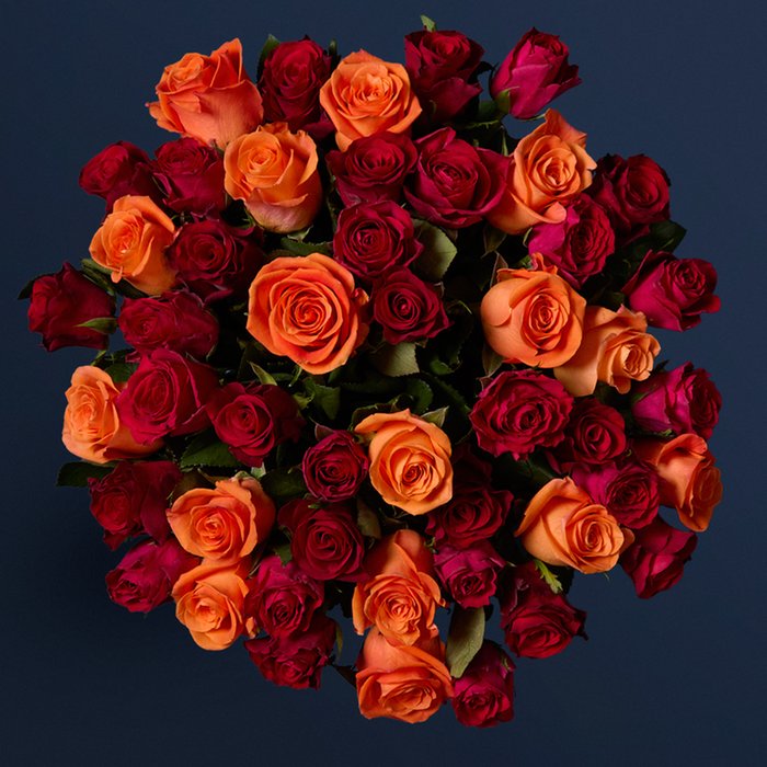 Giant Red & Orange Mixed Rose Bouquet