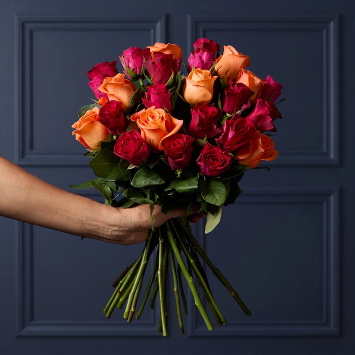 Red & Orange Mixed Rose Bouquet