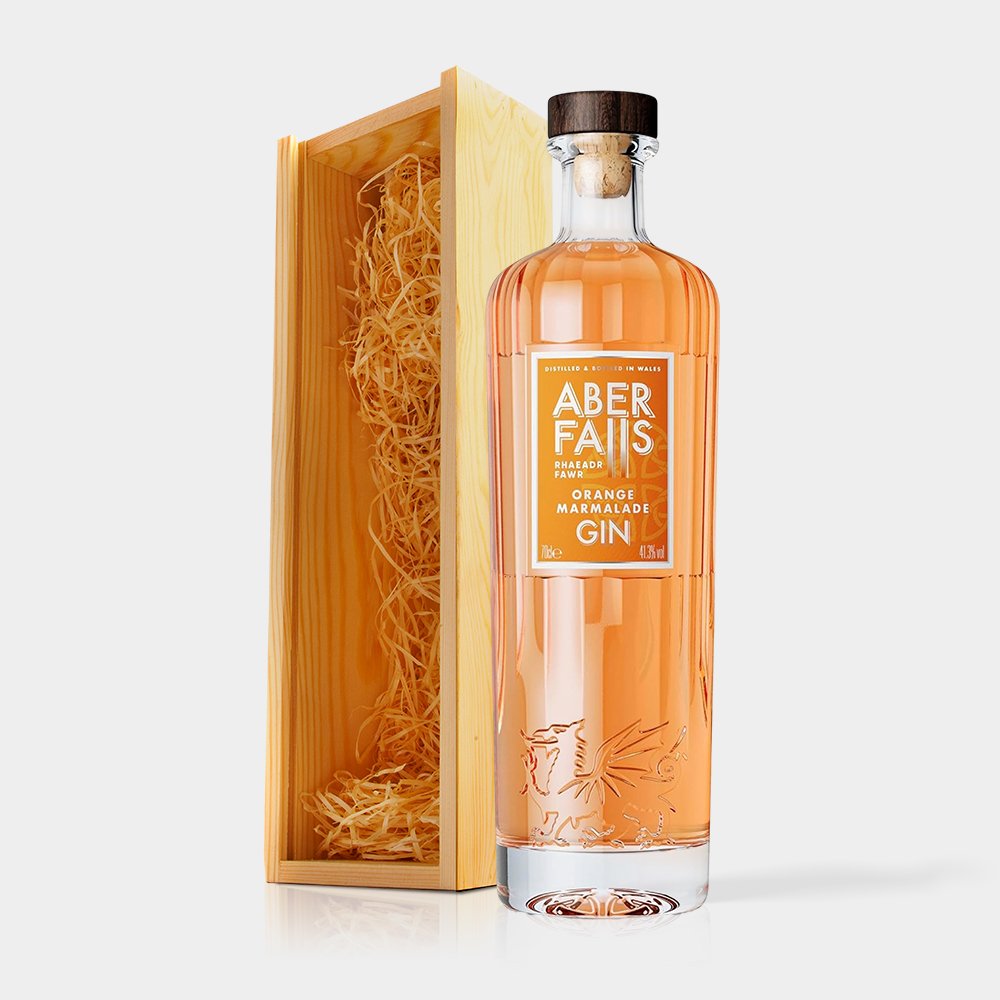 Virgin Wines Aber Falls Marmalade Gin In Wooden Gift Box 70Cl