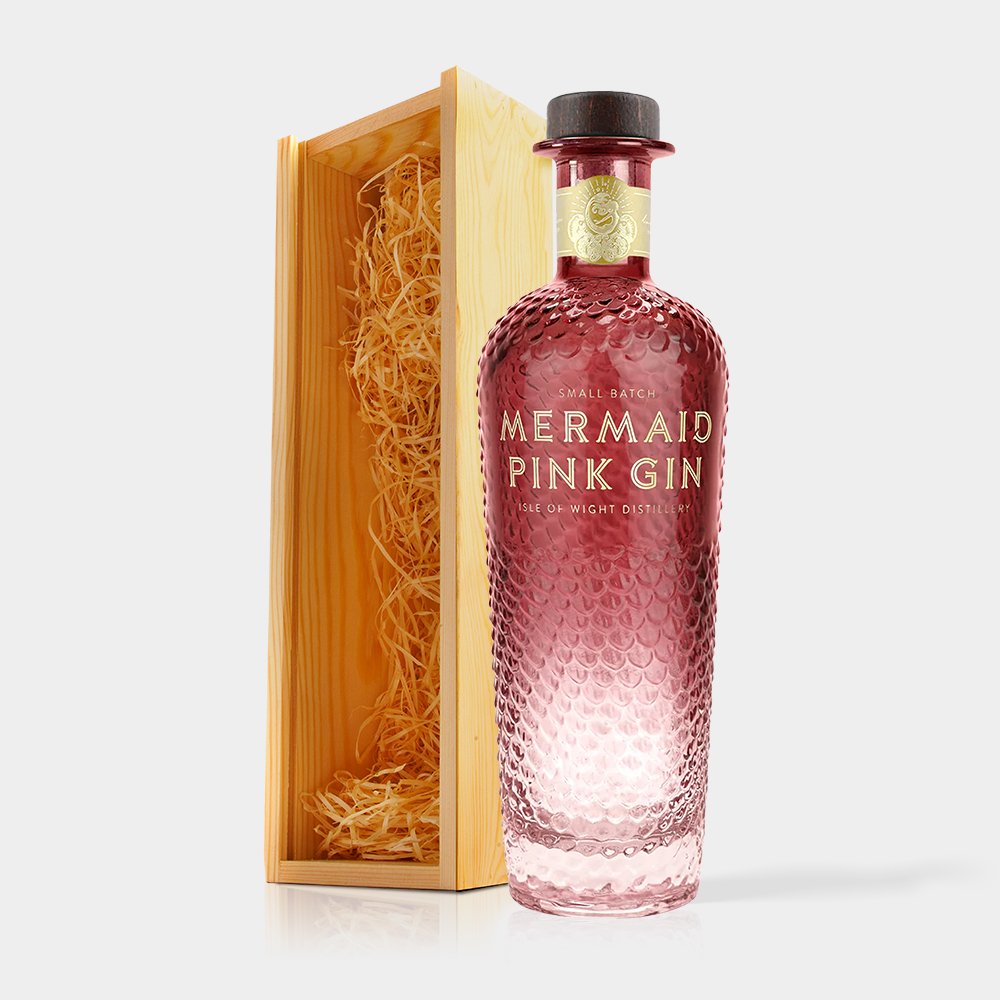 Virgin Wines Mermaid Pink Gin In Wooden Gift Box 70Cl