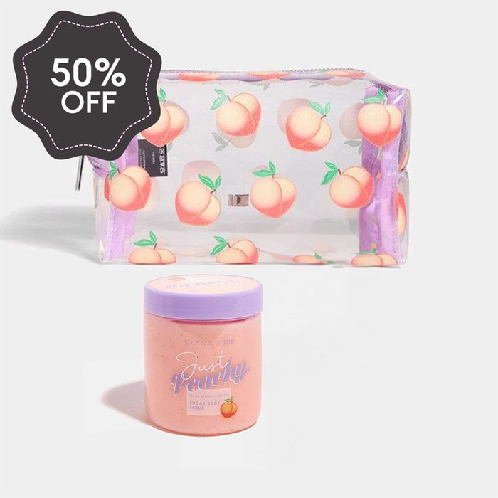 Skinny Dip Peach Body Scrub & Makeup Bag 