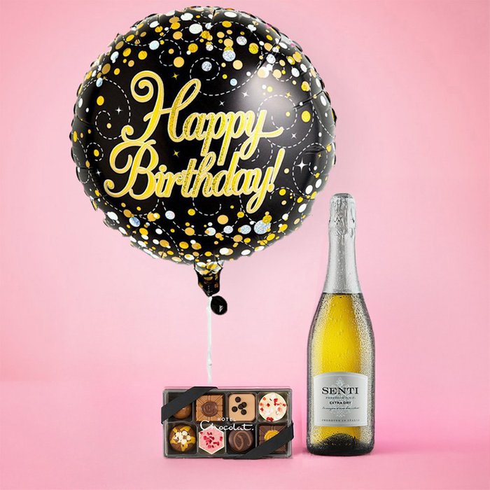 Black & Gold Birthday Balloon Gift Set