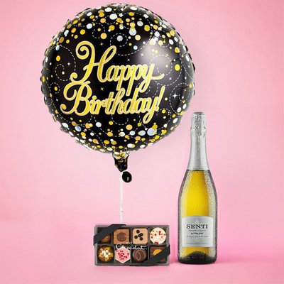Black & Gold Birthday Balloon Gift Set